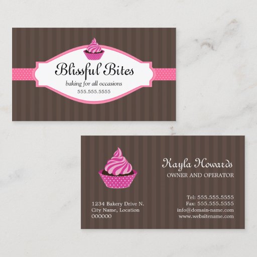 Customizable Elegant Cupcake Bakery Business Cards