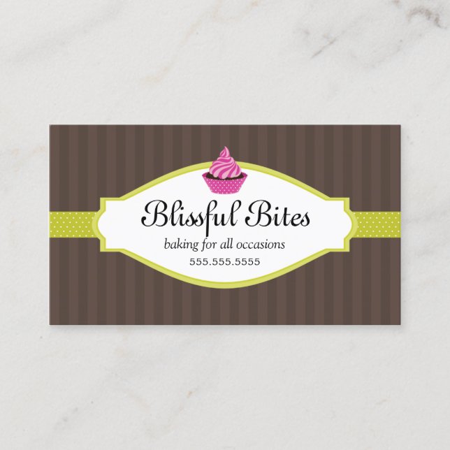 Elegant Cupcake Bakery Business Card (Front)