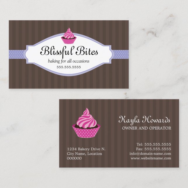 Elegant Cupcake Bakery Business Cards (Front/Back)