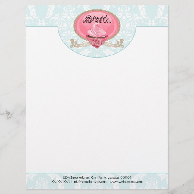 Elegant Cupcake Bakery Business Letterhead (Front)