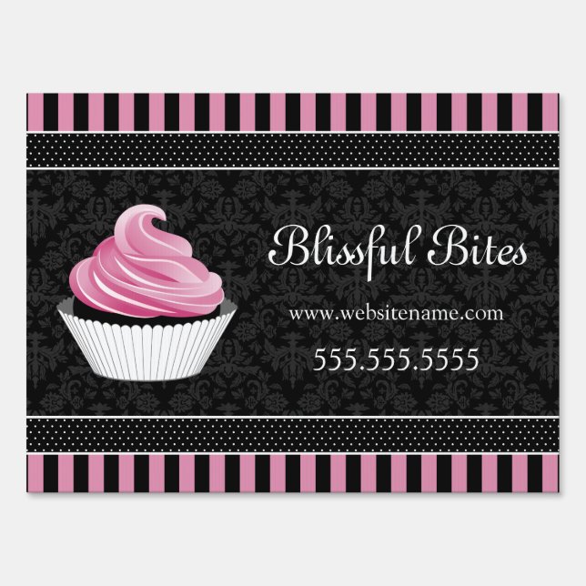 Elegant Cupcake Bakery Name Market Sign (Front)