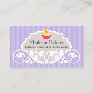Elegant Cupcake Bakery Swirl Decoration Business Card