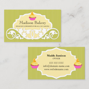 Elegant Cupcake Bakery Swirl Decoration Business Card