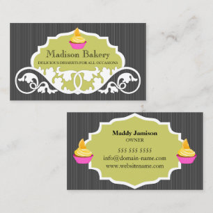 Elegant Cupcake Bakery Swirl Decoration Business Card