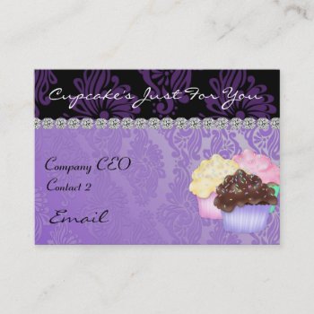 Elegant Cupcake Business Card Damask by BusinessCardLounge at Zazzle