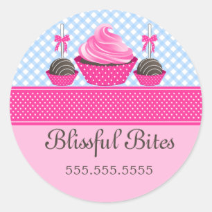 Elegant Cupcake Cake Pops Bakery Box Seals