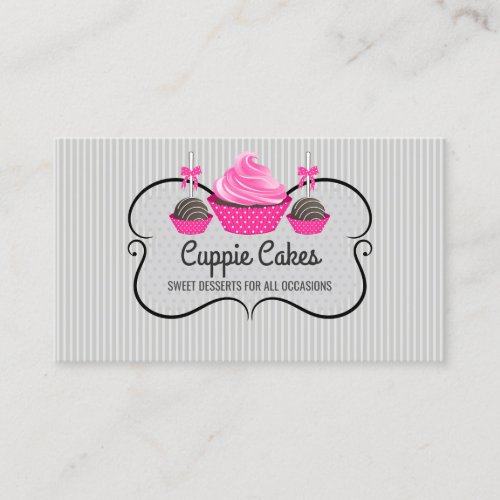 Elegant Cupcake Cake Pops Baking Business Card
