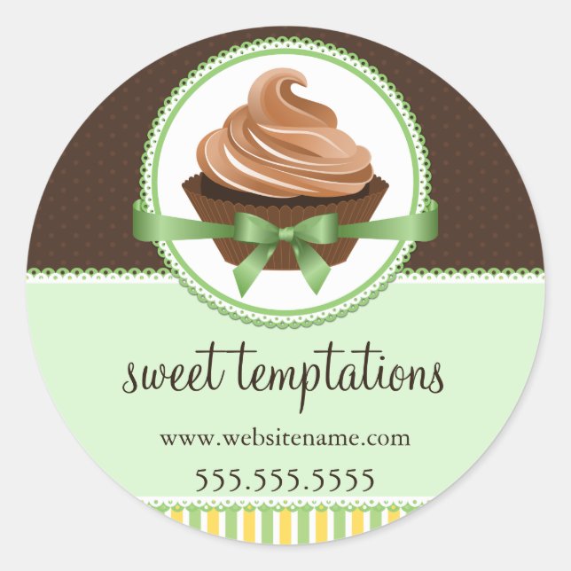 Elegant Cupcake Mint Bakery Box Packaging Seals (Front)