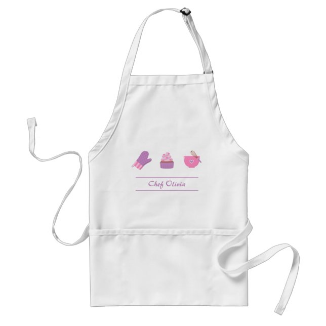 Elegant Cupcake Mitten Baking Baker Cook Adult Apron (Front)