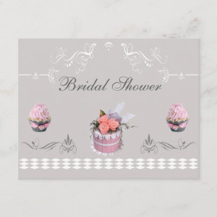Elegant Cupcakes Pink & Grey Bridal Shower Invitation