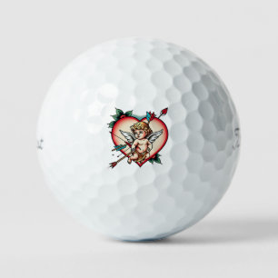 Elegant Cupid Arrow Tattoo Golf Balls
