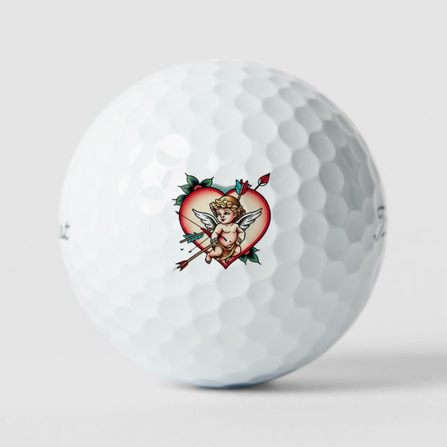Elegant Cupid Arrow Tattoo Golf Balls (Front)