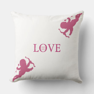 Elegant cupids in rose gold on White Throw Pillow