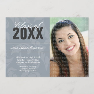 Elegant Curls Pattern: Silver Invitation