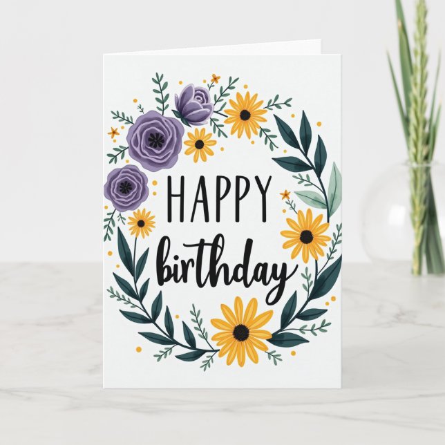 Elegant Cursive Birthday Card (Front)