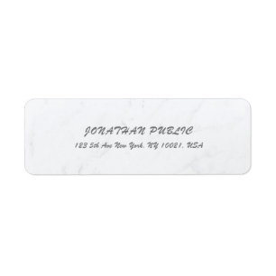 Elegant Cursive Brush Script White Marble Simple Label