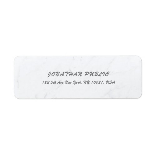 Elegant Cursive Brush Script White Marble Simple Label