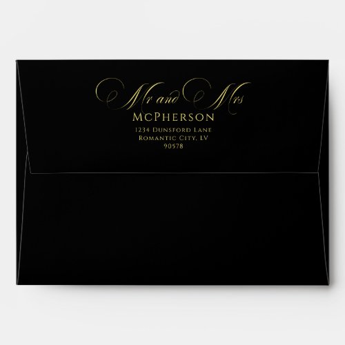 Elegant Cursive Calligraphy Black Wedding Envelope
