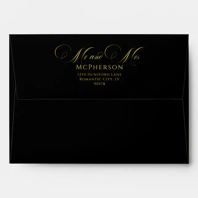 Elegant Cursive Calligraphy Black Wedding Envelope | Zazzle