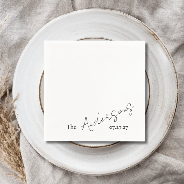 Elegant Cursive Custom Text Simple Wedding Napkins (Creator Uploaded)