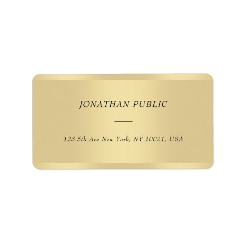 Elegant Cursive Font Name Gold Modern Address Label