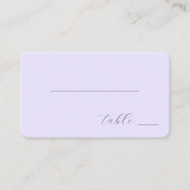"Elegant Cursive Lavender Minimalist" Place Card (Front)