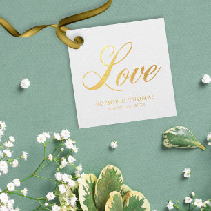 Elegant Cursive Love Wedding Foil Foil Favor Tags