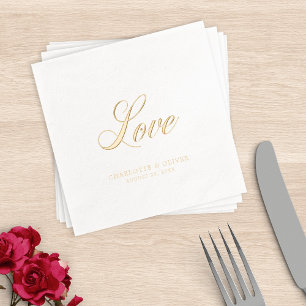 Elegant Cursive Love Wedding Foil Napkins