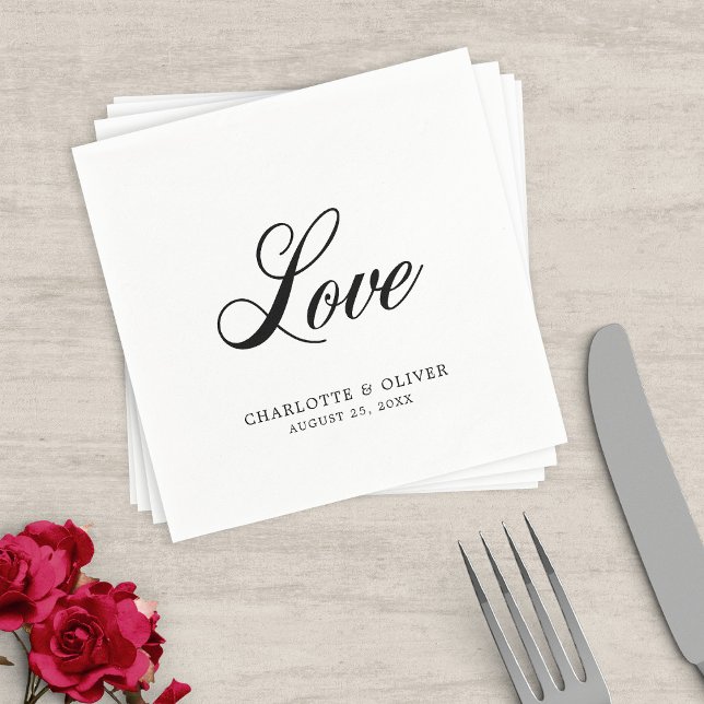 Elegant Cursive Love Wedding Napkins (Creator Uploaded)
