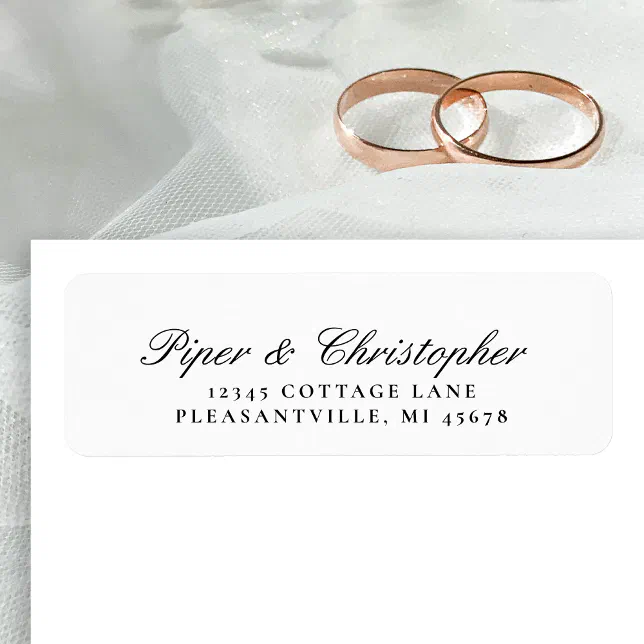 Address Label Cursive Elegant Cursive Script Wedding Return Address Label | Zazzle