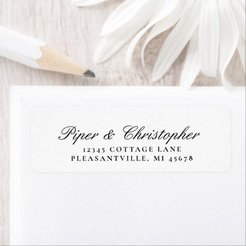 Elegant Cursive Script Wedding Return Address Label