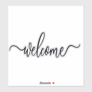 Elegant cursive welcome text sticker