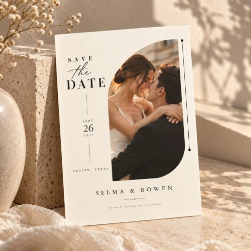 Elegant Curved Photo Minimalist Wedding Save The Date