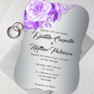 Elegant Curved Purple Roses Silver Wedding