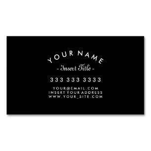 Elegant Curved Text Professional Black and White Business Card Magnet