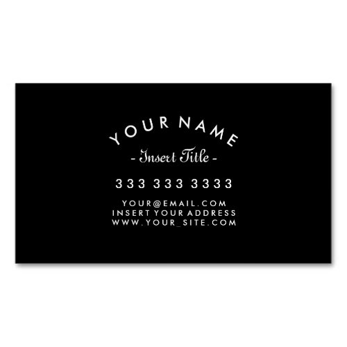 Elegant Curved Text Professional Black and White Business Card Magnet