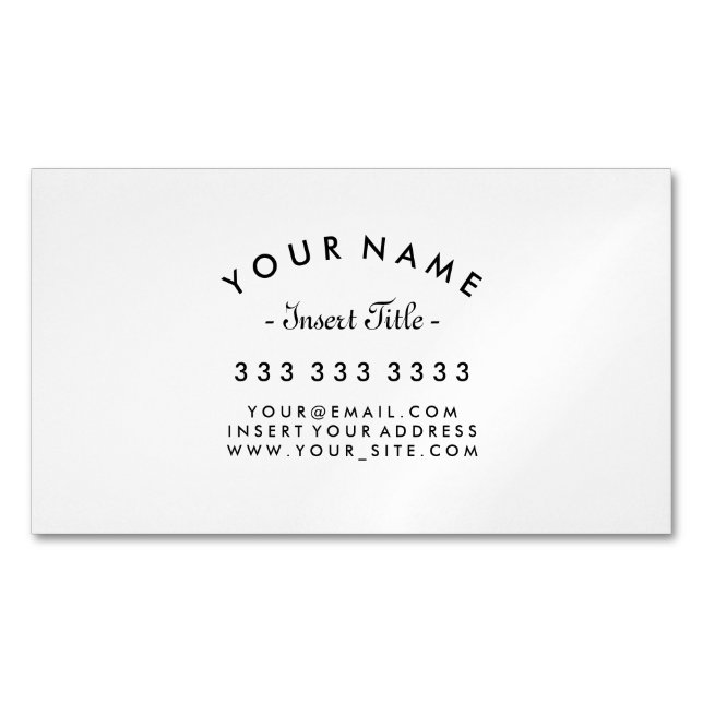 Elegant Curved Text Professional Business Card Magnet (Front)