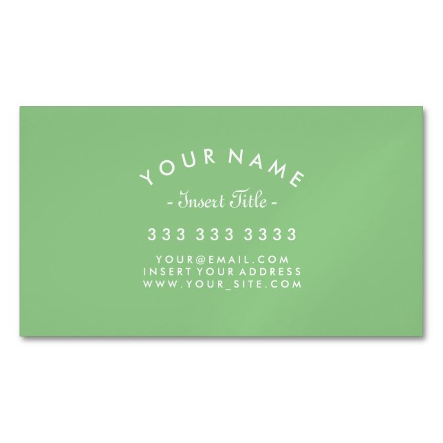 Elegant Curved Text Professional Sage Business Card Magnet (Front)