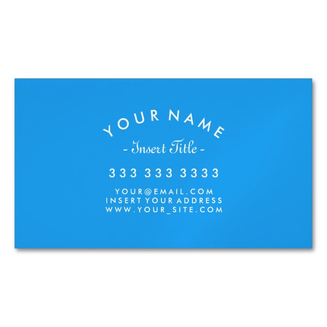 Elegant Curved Text Professional Vivid Blue Business Card Magnet (Front)