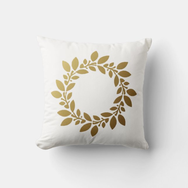 Elegant Cushions Featuring Intricate Golden Leaf  (Front)
