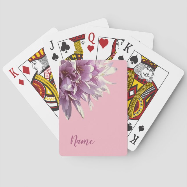 Elegant Cusom Name floral Poker Cards (Back)