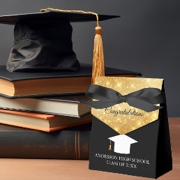 Elegant Custom 2024 Graduation Black Gold Party Favor Boxes