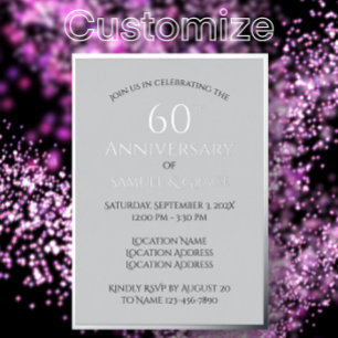 Elegant Custom 60th Wedding Anniversary Party  Foil Invitation