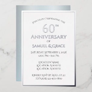 Elegant Custom 60th Wedding Anniversary Party Foil Invitation