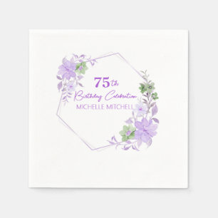 Elegant Custom 75th Birthday Lavender Floral Napkins