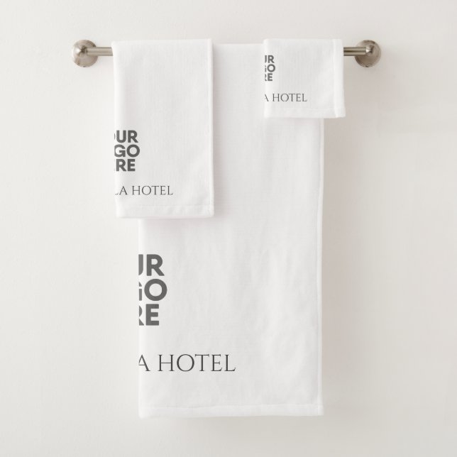 Elegant Custom Add Logo Business Hospitality Hotel Bath Towel Set (Insitu)