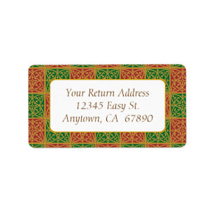 Elegant Custom Addres Red Green Pattern Labels