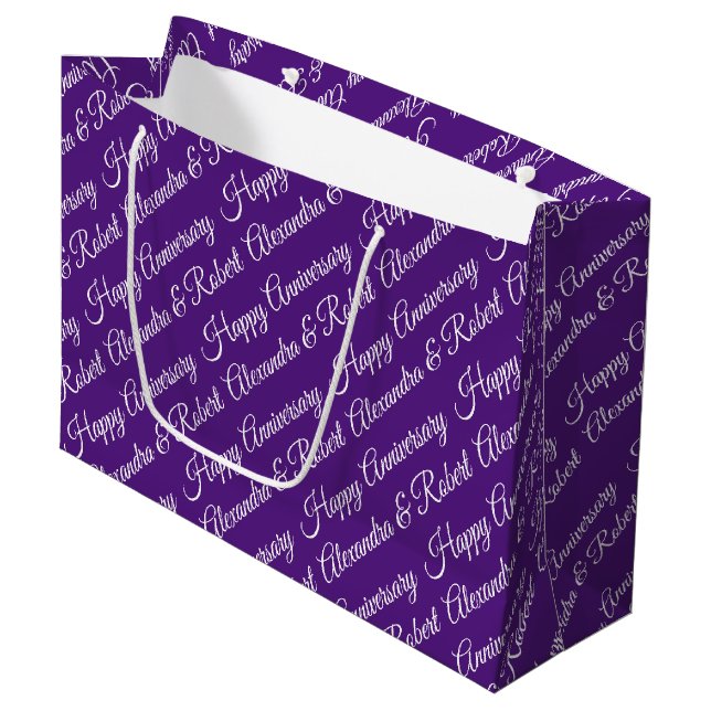 Elegant Custom Anniversary Large Gift Bag (Front Angled)