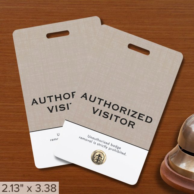 Elegant Custom Authorized Visitor Badge (Creator Uploaded)