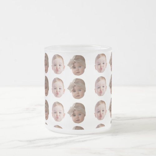 Elegant Custom Baby Face Pattern Grandpa Birthday  Frosted Glass Coffee Mug